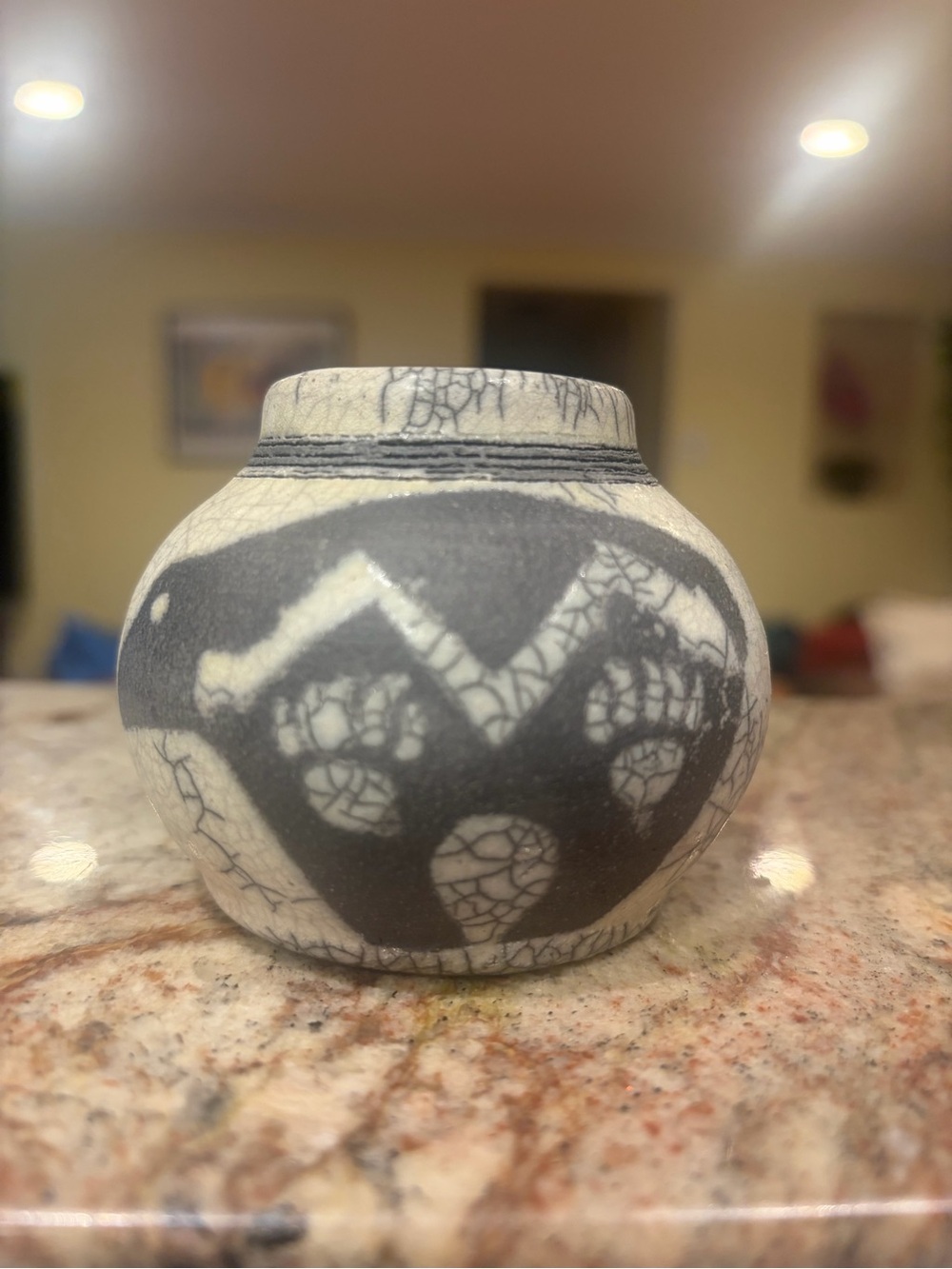 Handcrafted Black and White Ceramic Art Vase - Home Art